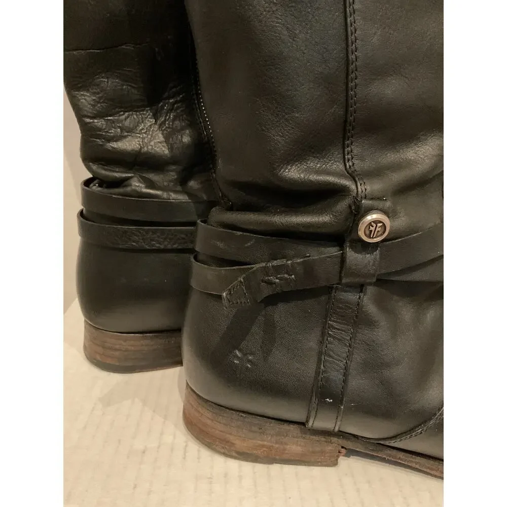 Frye - Melissa Harness - Black Leather Tall Riding Boots - Mexico - size 11B